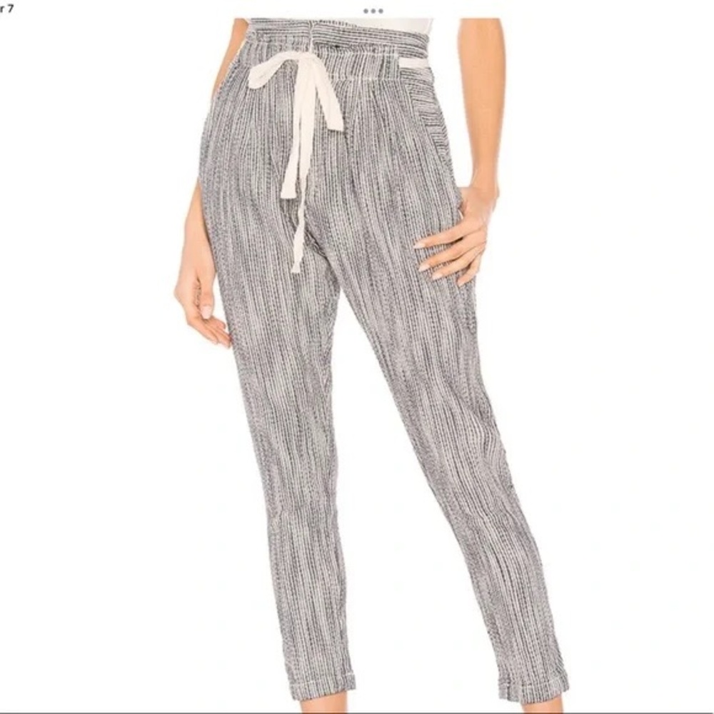 NWT Free People Light as Sunrise cropped pants Size 4 Blue and Cream